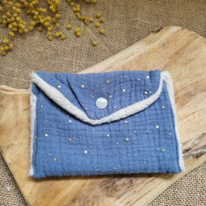 pochette à savon en coton enduit bleu pale et jaune (copie)